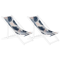 BELIANI Set met 2 strandstoel hoezen palmbladeren patroon blauw ANZIO/AVELLINO