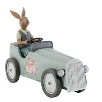 Clayre & Eef Decoratie konijn in auto 22x9x17 cm