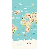 Good Morning Worldmap strandlaken - 75x150 cm - Multi