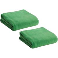 2x Fleece dekens/plaids groen 120 x 150 cm Groen