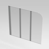 Nemo Start Pannello badwand 3delig 150x140cm helder glas aluminium gepolijst omkeerbaar MW3DB