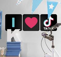 tenstickers ''Ik hou van tik tok'' thuis muur zelfklevende sticker
