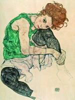 PGM Egon Schiele - Sitzende Frau mit hochgezogenen Kunstdruk 60x80cm