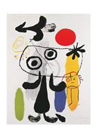 PGM Joan Miro - Figur gegen rote Sonne II Kunstdruk 70x100cm