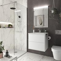 Muebles Ideal badkamermeubel 60cm mat wit met spiegel en spiegellamp