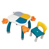 Decopatent Kindertafel met 1 Stoeltje - Speeltafel met bouwplaat en vlakke kant - Geschikt voor Lego & Duplo Bouwstenen