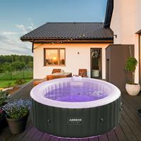 AREBOS In-Outdoor Whirlpool Spa Pool Wellness Massage aufblasbar rund mit LED - Anthrazit - 