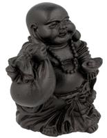 Spiru Zwarte Boeddha met Zak en Schaal (9 cm)