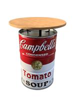 Barrelkings Campbell's soup statafel met houeten blad 80x105 cm