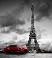Dimex Retro Car in Paris Vlies Fotobehang 225x250cm 3-banen