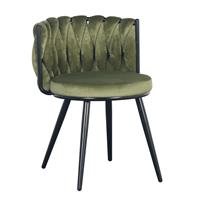 Steigerhouttrend Moon chair velvet - olijfgroen