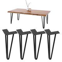 ML-Design Set van 4 tafelpoten, met 3 poten, 20,5 cm, zwart, gemaakt van metaal met poedercoating