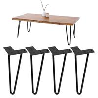 ML-Design Set van 4 tafelpoten, 20,5 cm, zwart, gemaakt van metaal met poedercoating