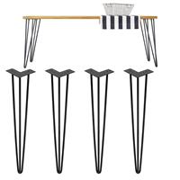 ML-Design Set van 4 tafelpoten, met 3 poten, 70 cm, zwart, gemaakt van gepoedercoat metaal