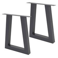 ML-Design Set van 2 trapeziumvormige tafelpoten, antraciet, 60x73 cm, vervaardigd uit staal