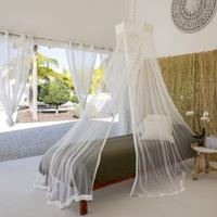 Bambulah Luxury single mosquito net from , handmade, polyester net, cotton details, round, 60Ø, high-quality finish including Balinese dream catcher